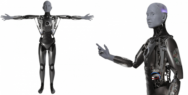 Humanoid robot Ameca reacts and interacts with people in a natural way