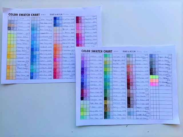 Swatch Sheets for the Arrtx 126 Colored Pencil Set