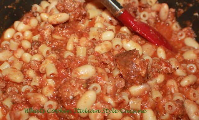 beans and pasta with sausage
