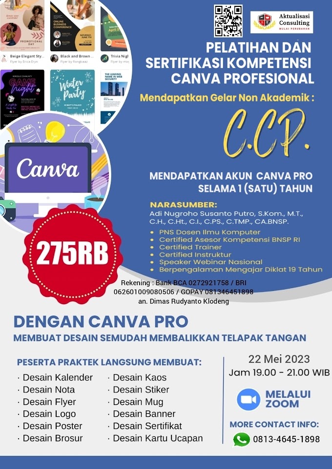 WA.0813-4645-1898 | Certified Canva Professional (C.CP) 22 Mei 2023