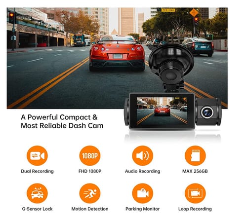 MSAFF Infrared Night Vision Dual 1080P Dash Camera for Cars