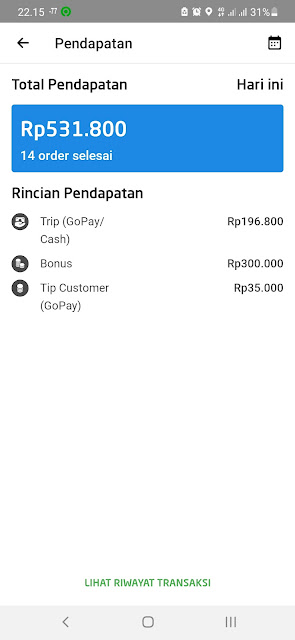 Pendapatan Mitra Gojek