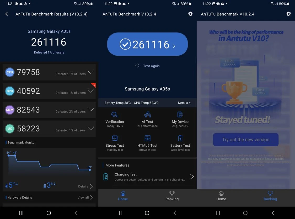 Benchmark Samsung Galaxy A05s