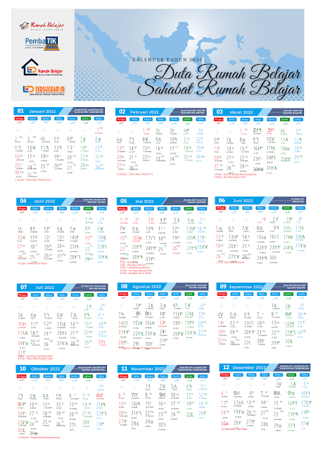 Unduh Kalender 2022 Masehi / 1443 Hijriyah Edisi Spesial Sahabat Rumah Belajar