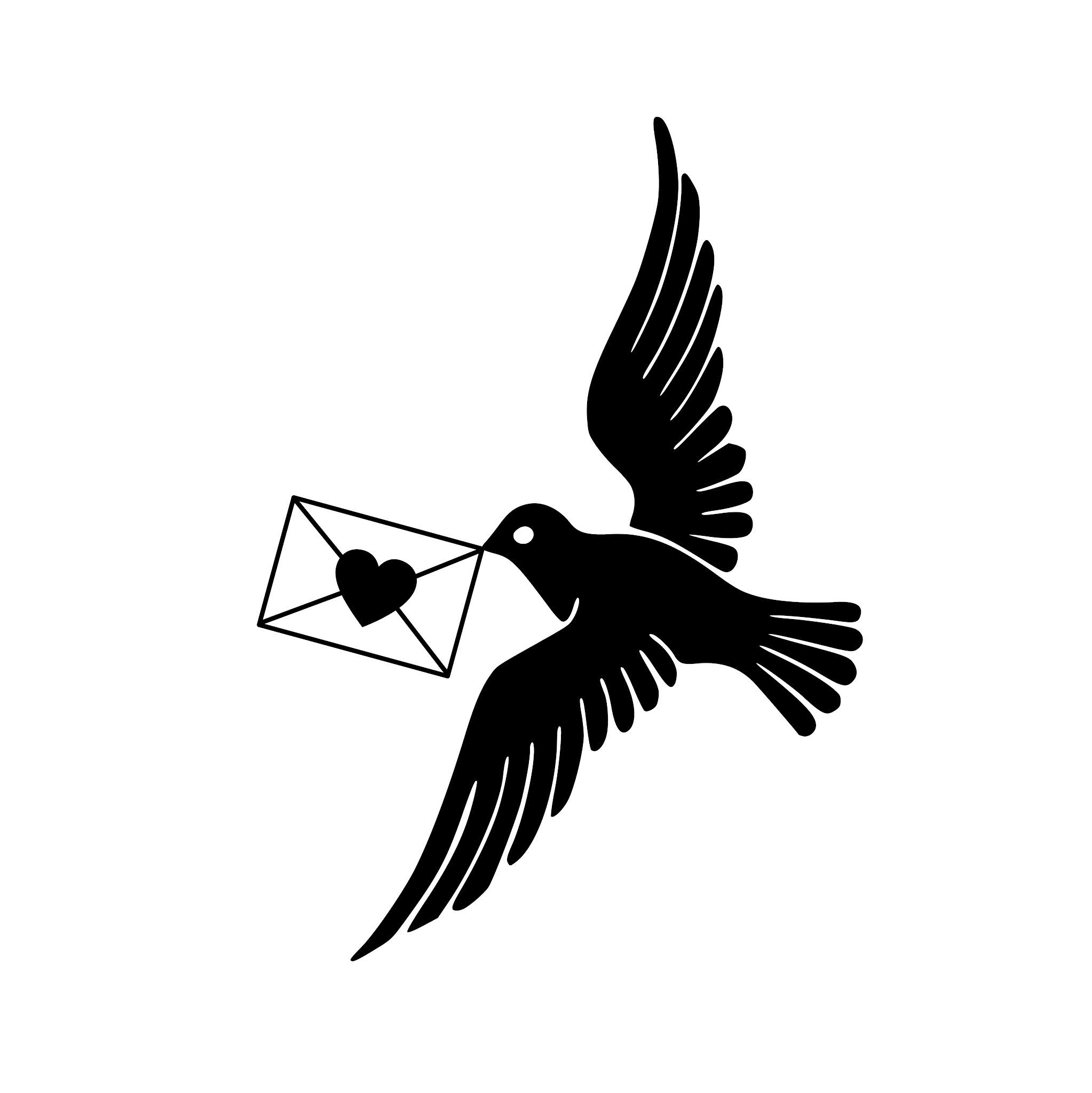 Pigeon carry love letter silhouette design