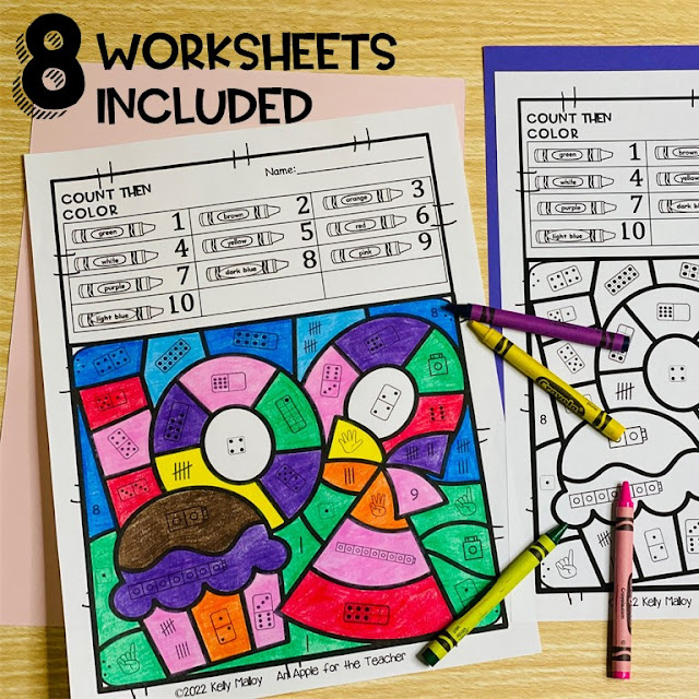 100th Day of School Color By Number Worksheets Subitizing