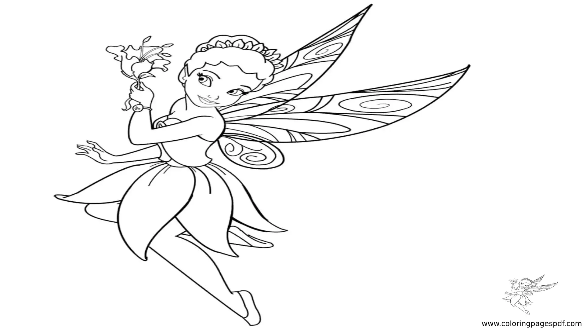 Coloring Pages Of A Fairy Holding A Flower