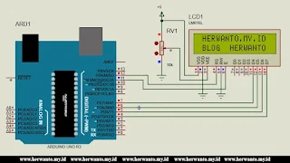 Rangkaian Arduino Uno dan LCD 16 x 2