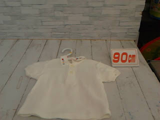 中古品　子供服　９０ｃｍ　ミキハウス　ホワイト　半袖シャツ　３３０円