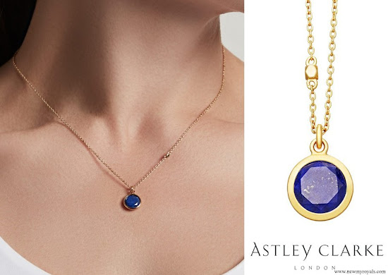 Kate Middleton Astley Clarke Round Stilla Lapis Lazuli Pendant Necklace