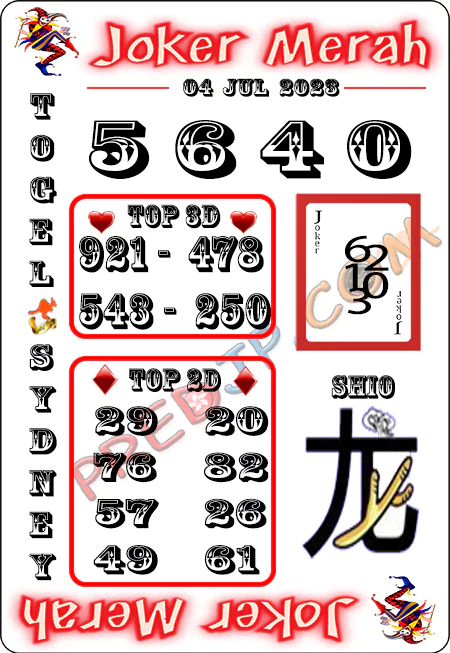 Prediksi Joker Merah Sdy Selasa 04-Juli-2023