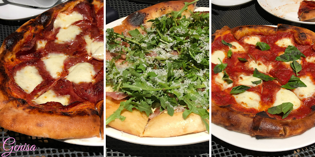 A sampling of delicious, brick oven pizzas at Genisa.