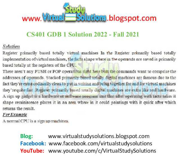 CS401 GDB 1 Solution 2022 Sample Preview Fall 2021