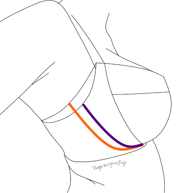 Diagram showing a larger and smaller wire size positioned on a torso