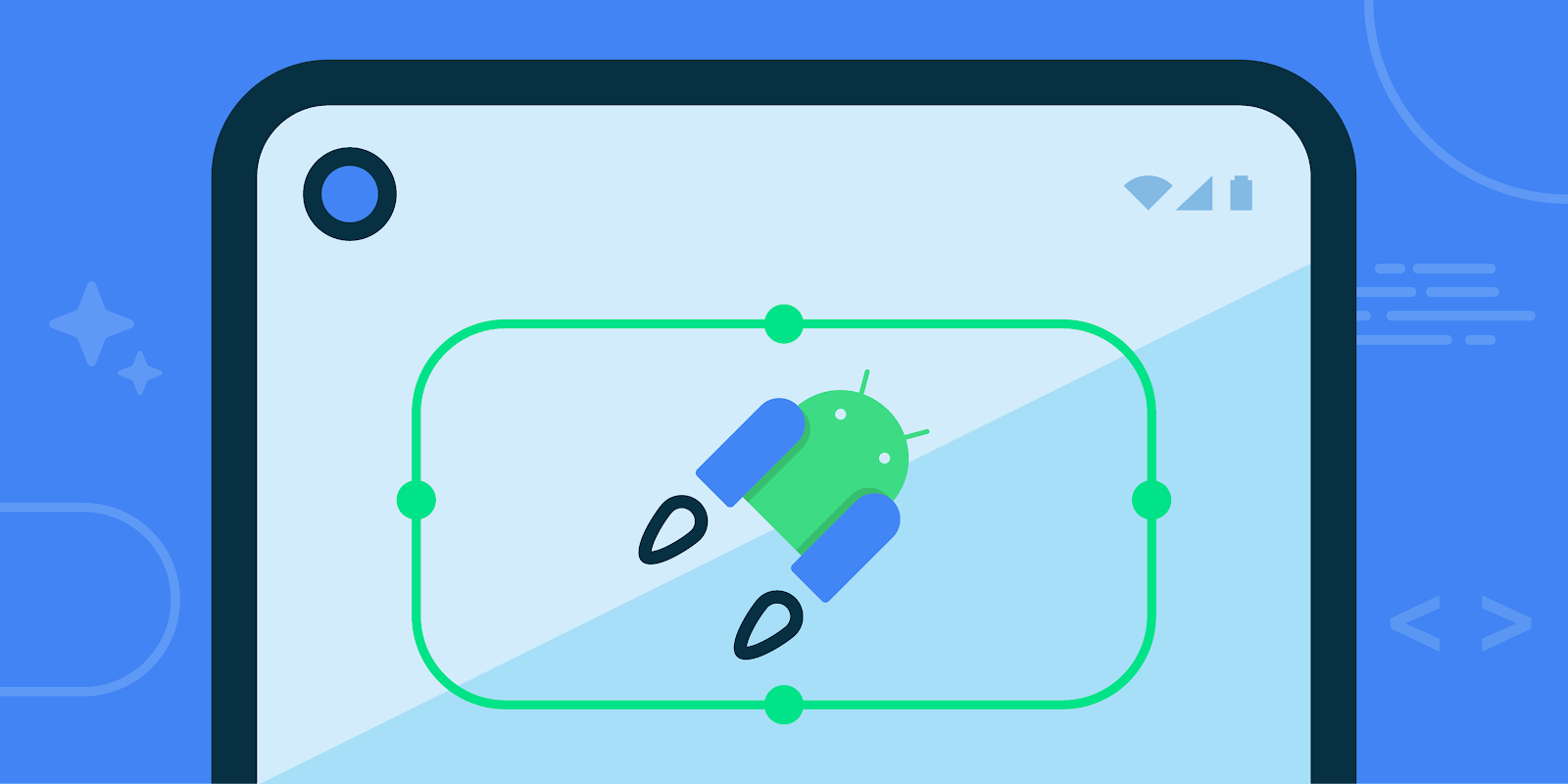 Illustration of a laptop with the Android rocket logo