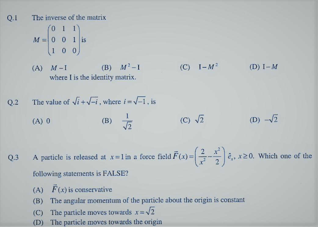 MSC physics entrance exam question papers with answers pdf
