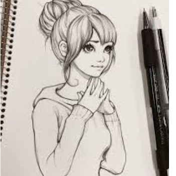 Girl Sketch DP for Profile Picture