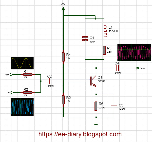 amplitude modulation circuit using BJT BC107