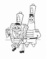Patrick Star and SpongeBob SquarePants marching