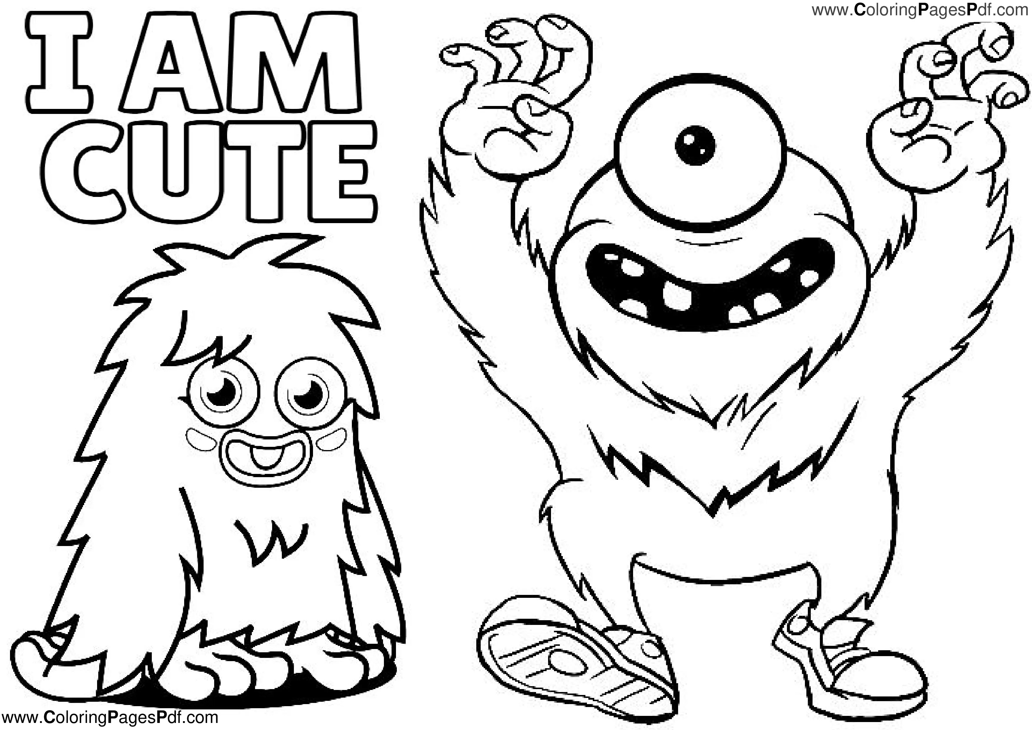Cute Monster Coloring pages
