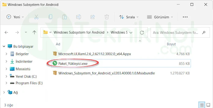 Windows Subsystem for Android Yükleme