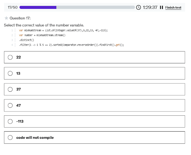 Java lambda and stream question for 1Z0-829 exam