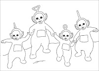 Tinky Winky, Dipsy, Laa-laa and Po coloring page- The Teletubbies