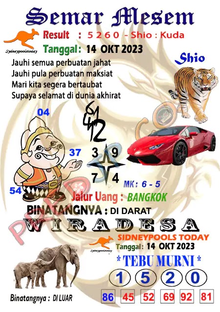 Prediksi Semar Mesem SDY Hari Ini JP 14 Oktober 2023