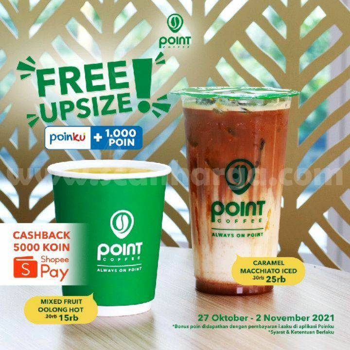 Point Coffee Promo Free Upsize Cashback 5.000 Koin Pakai Shopeepay