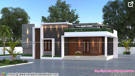 Flat roof style single floor Kerala home design