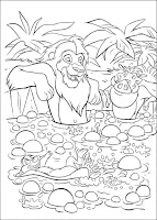 Pumbaa, Timon and Simba- Lion king coloring page