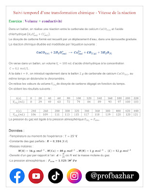 exercice 4 Suivi temporel d’une transformation chimique Vitesse de la réaction 2 bac biof p1