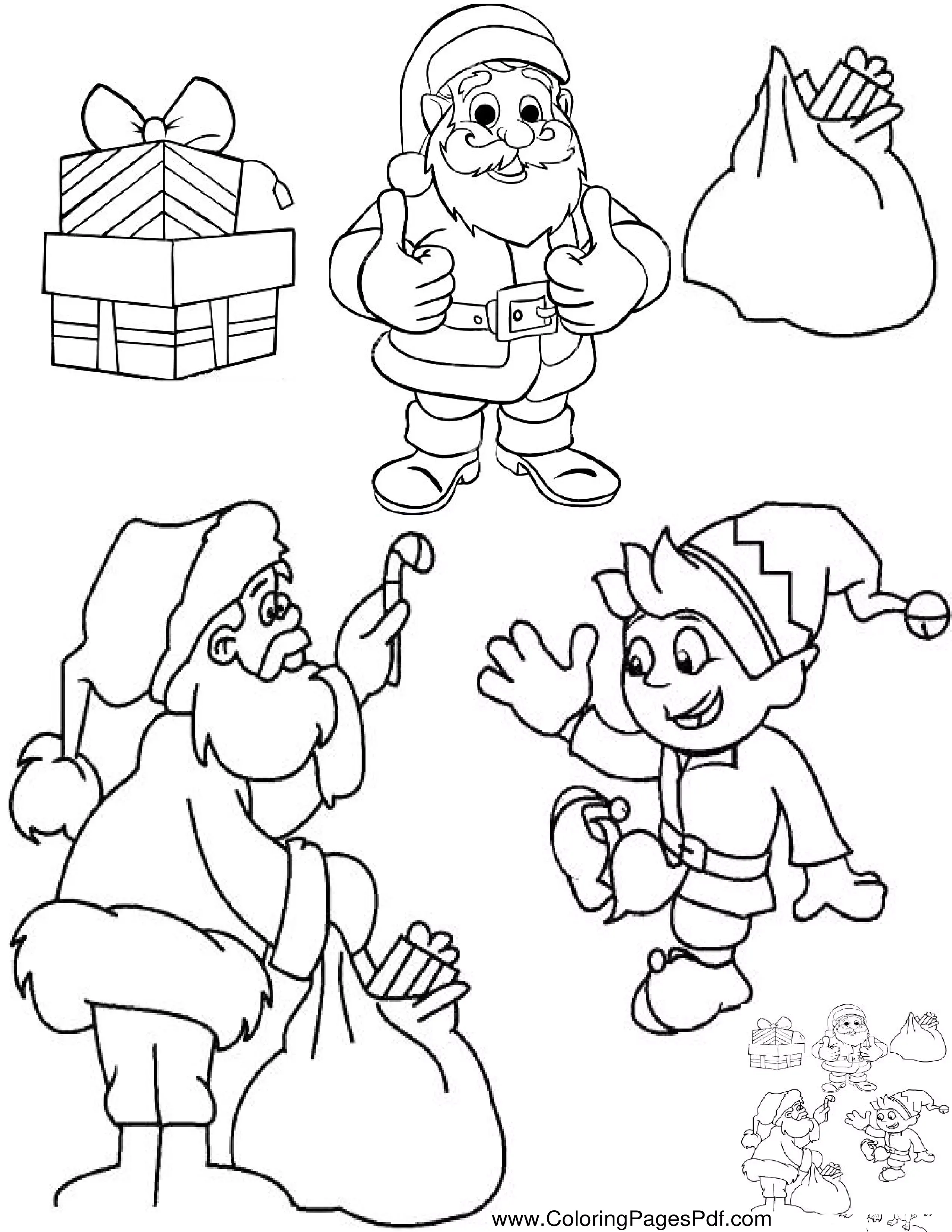 Christmas Elf on the shelf coloring pages