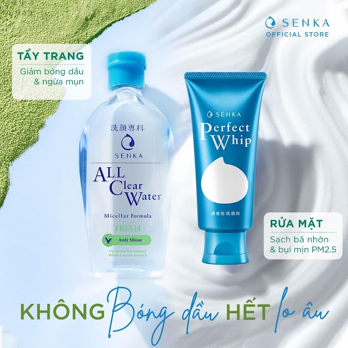 Mall Shop [ senka_officialstore ] Bộ đôi làm sạch Nước tẩy trang Fresh 230ml & Sữa rửa mặt Senka Perfect Whip 120g