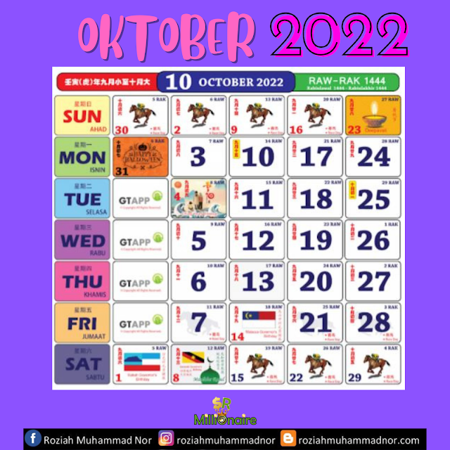 Kalendar oktober 2022