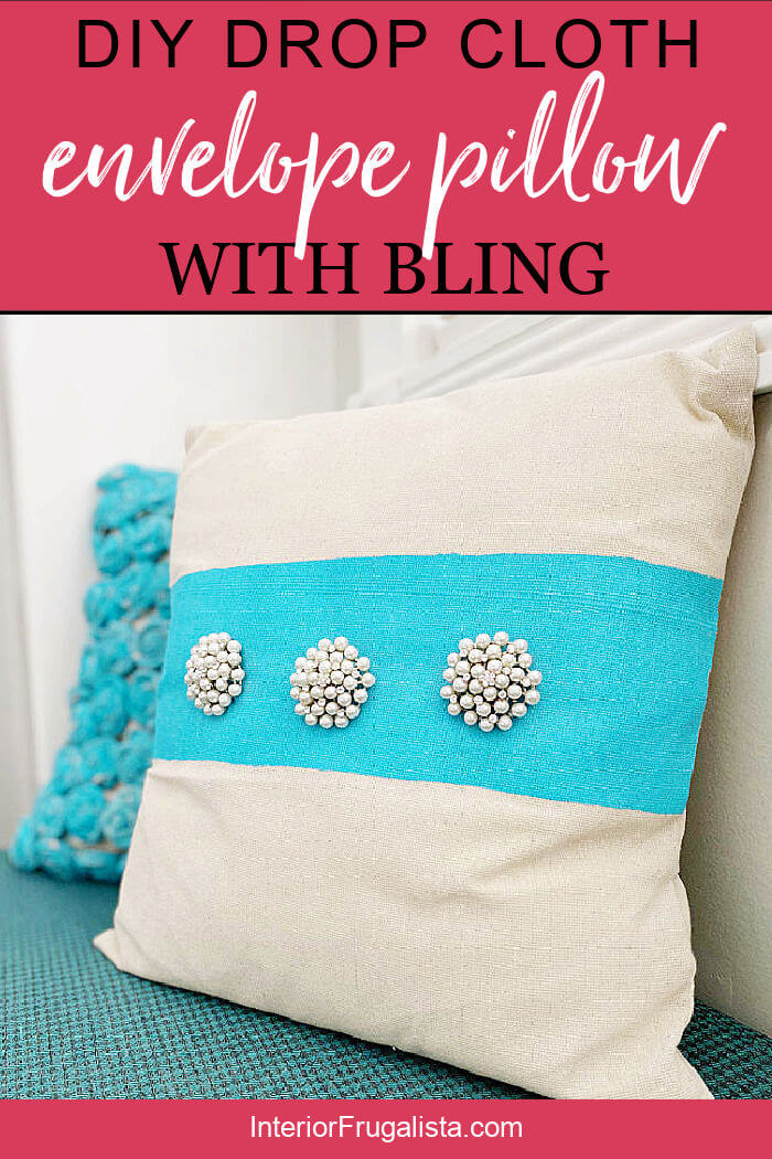 An easy envelope style pillow cover for a beginner or novice sewer with drop cloth fabric. #envelopepillowcovertutorial #envelopepillowcoverdiy #easysewpillowcover #dropclothpillow