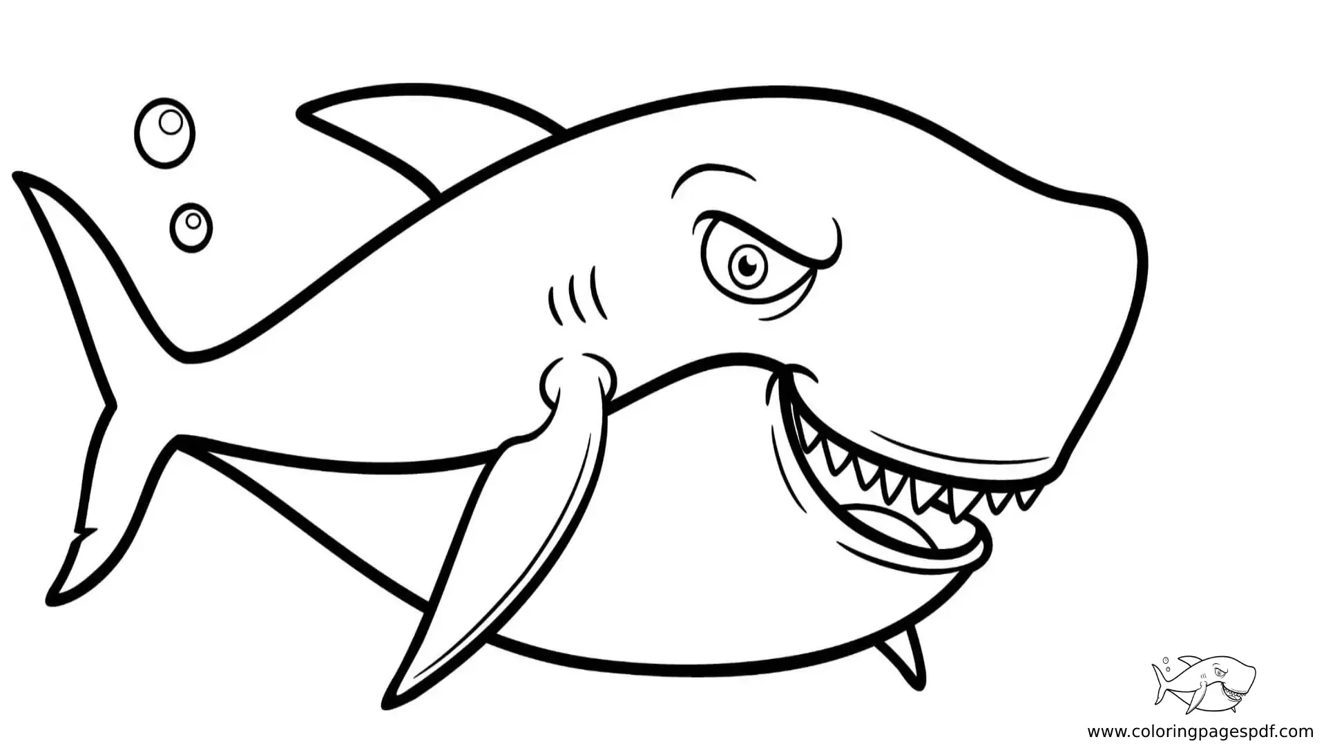 Coloring Pages Of A Shark With An Evil Smile