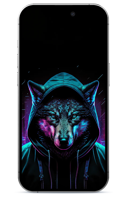 Stylish Wolf wearing a hoodie wallpaper for phone
