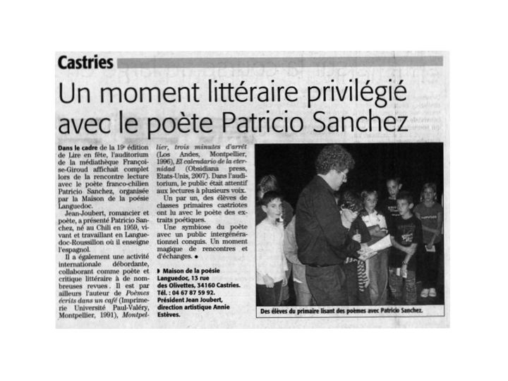 Journal Diario Midi-Libre, France, 2008.