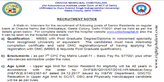 Senior Residents Jobs Chacha Nehru Bal Chikitsalaya