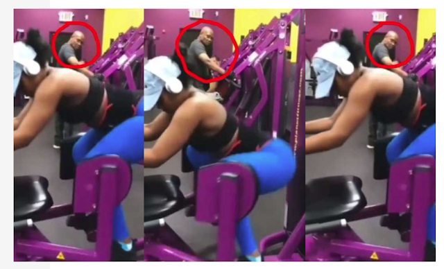 [Video] Married man loses concentration in the gym as he busily watches the workout session of a big backside lady