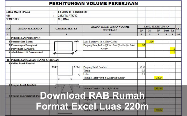 Download RAB Rumah Format Excel Lengkap