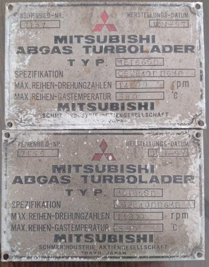 MITSUBISHI MET66SD AB GAS TURBOCHARGER