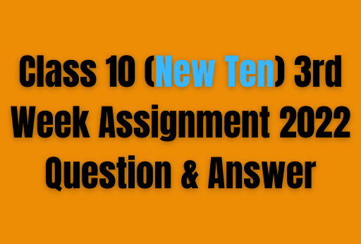 Class 10 (New Ten) 3rd Week Assignment 2022 Question & Answer