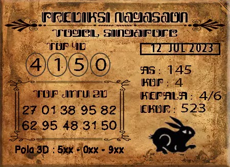 Prediksi Nagasaon SGP Hari Ini Jitu 12 Juli 2023