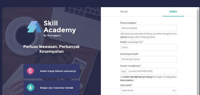 Cara mendaftar di Skill Academy