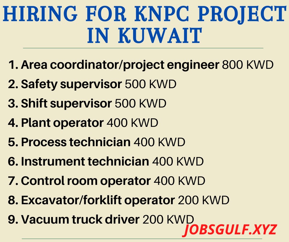 HIRING FOR KNPC PROJECT IN KUWAIT