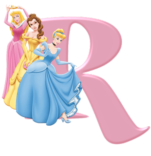 Abecedario Rosa con Cenicienta, Bella y Aurora.