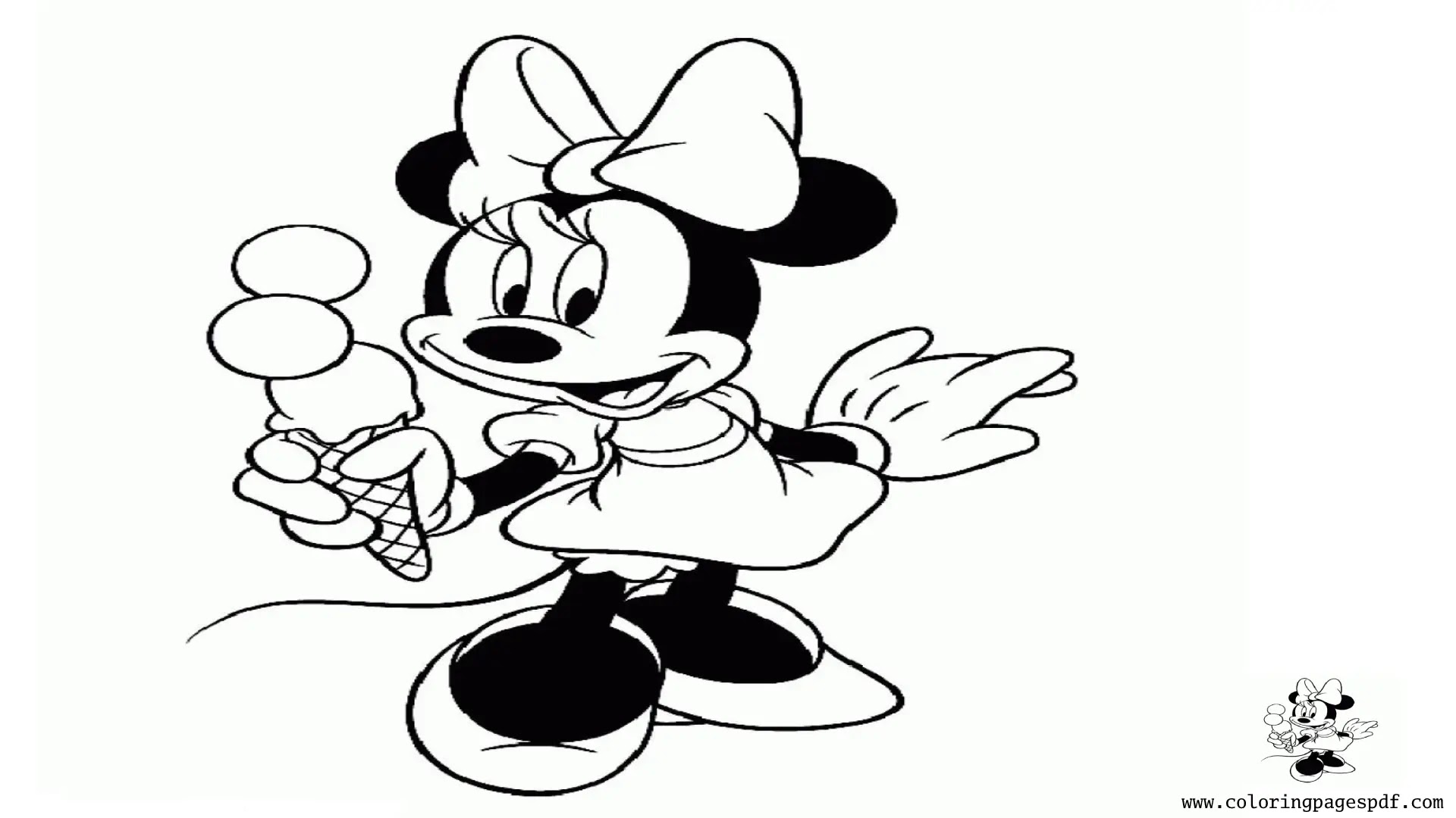 Coloring Pages Of Minnie Mouse Eating Ice Cream