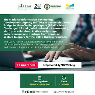 The National Information Technology Development Agency (NITDA) in partnership with Bridge to MassChallenge Nigeria